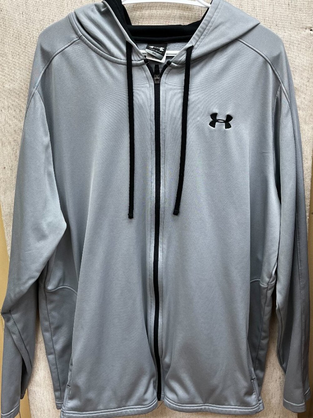 Under Armour Men's Grey & Black Armour Fleece Full Zip Hooded Sweatshirt